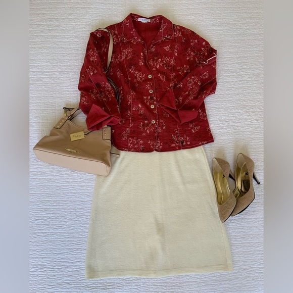 MAXI SKIRT & BLOUSE SET / COTTON / RED FLORAL / VINTAGE / BOHO / MED - LG - Picture 12 of 13